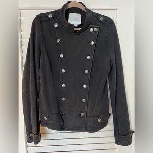 Anthropologie HEI HEI size L charcoal stretch knit moto type jacket.
